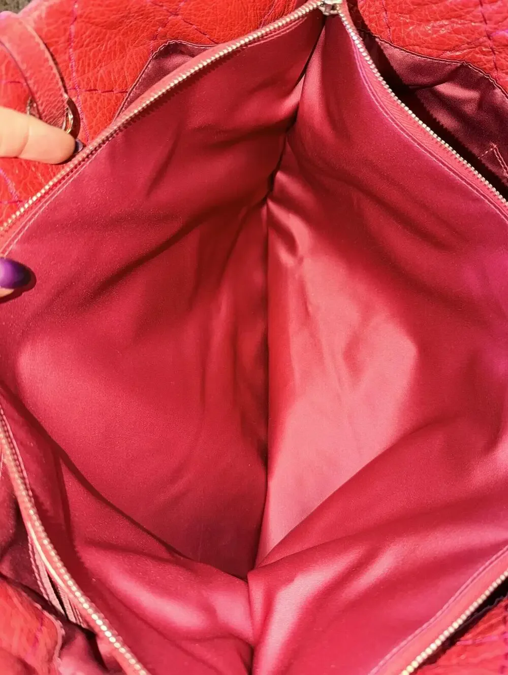 Chanel Coral Red Quilted Caviar Leather CC Tote